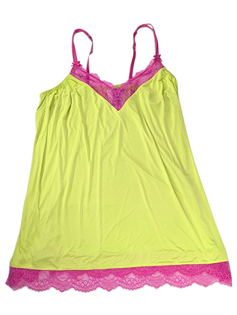 NEW Cacique Neglige Babydoll Nightgown Chemise Plus Size 22/24 Lime Green Pink
